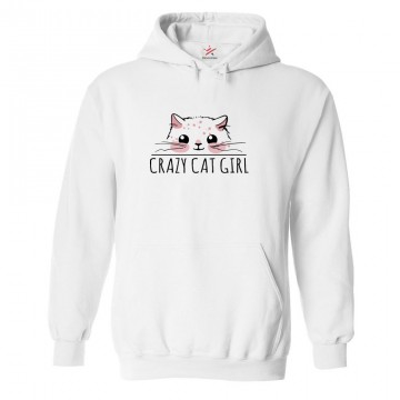 Crazy Cat Girl Classic Unisex Kids and Adults Pullover Hoodie for Cat Lovers